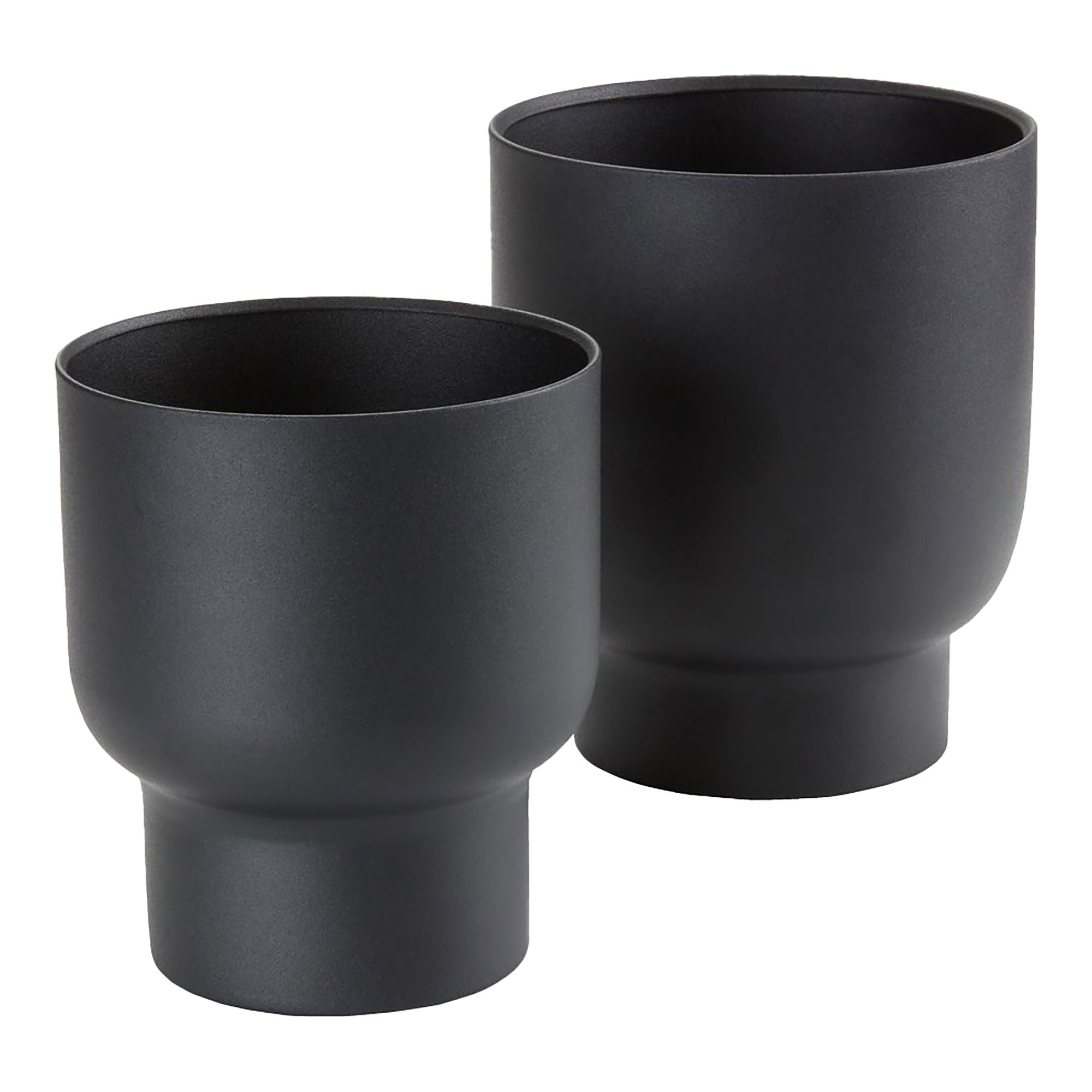 Fulda – Blumentopf-Set aus Metall, Schwarz, 2-teilig (H: 16/19 cm)